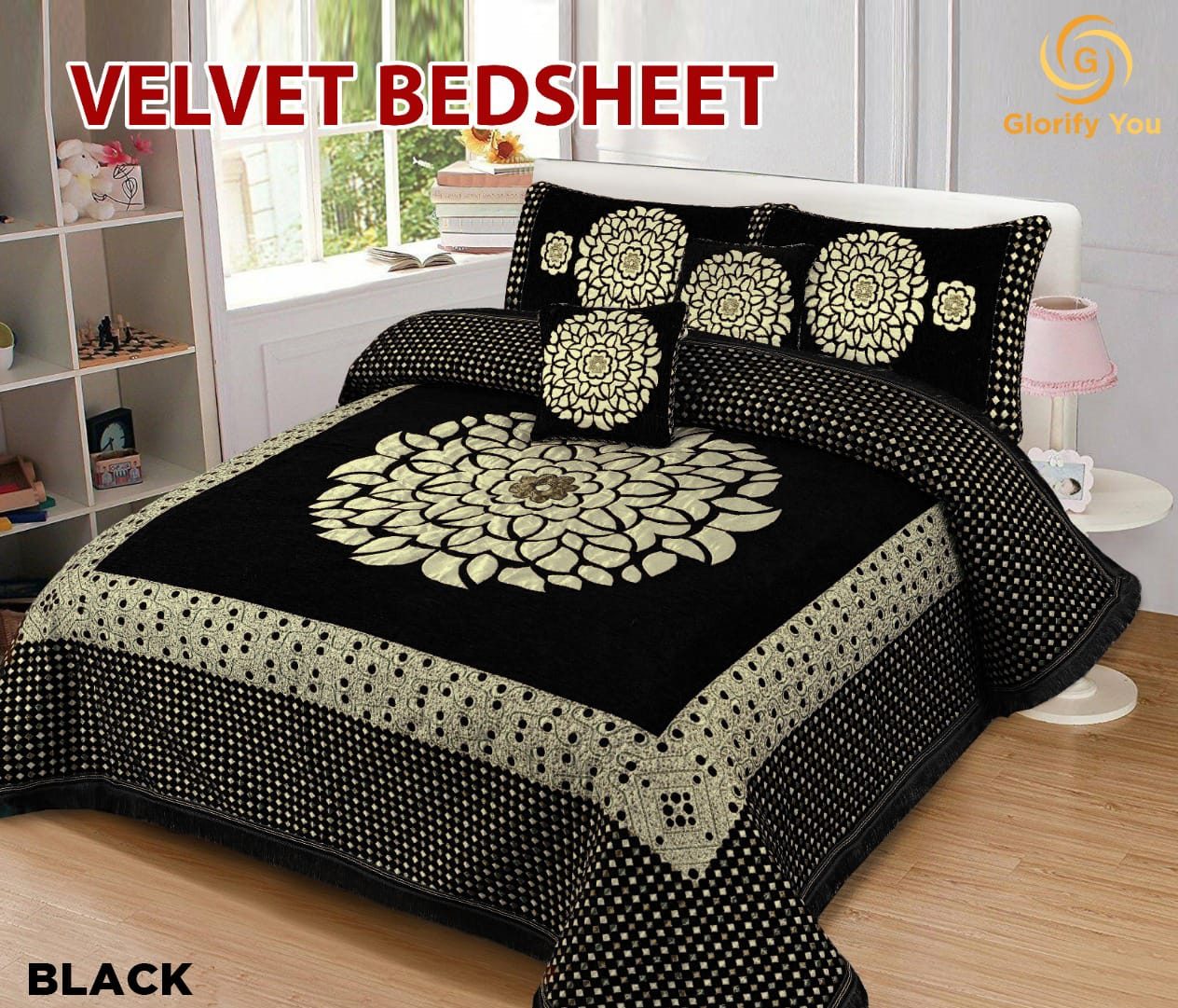 Black Turkey Style Velvet Bed Sheet