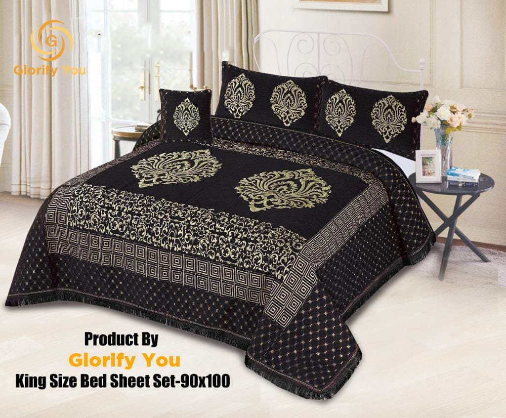 Black Imported Korean Velvet Dynasty Bedsheets