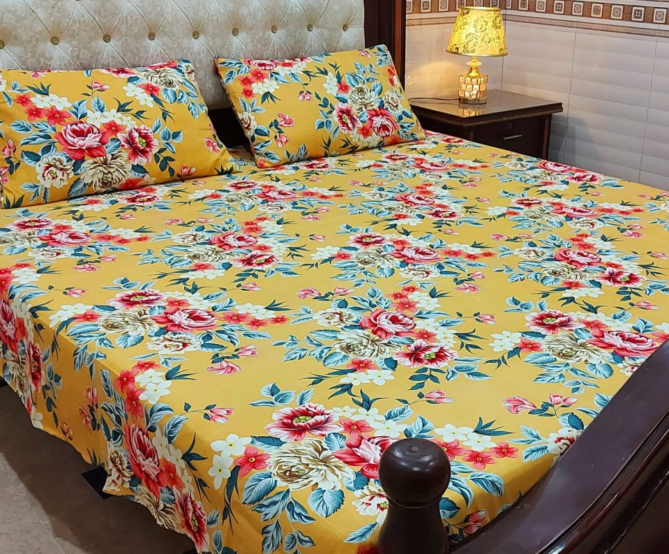 Multicolor Imported cotton Crystal Bedsheet