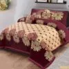 Mehroon Indian Style Velvet Bed Sheet