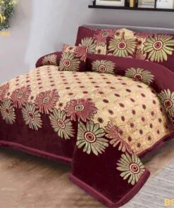 Mehroon Indian Style Velvet Bed Sheet