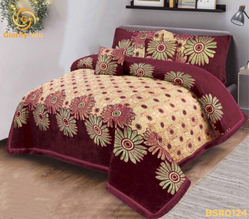 Mehroon Indian Style Velvet Bed Sheet