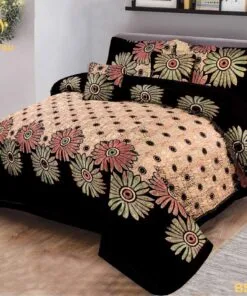 Black Indian Style Velvet Bed Sheet