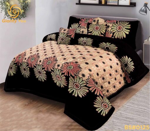 Black Indian Style Velvet Bed Sheet