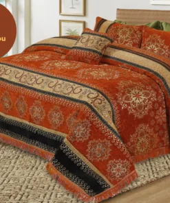 Orange Wedding Special Velvet Bed Sheet