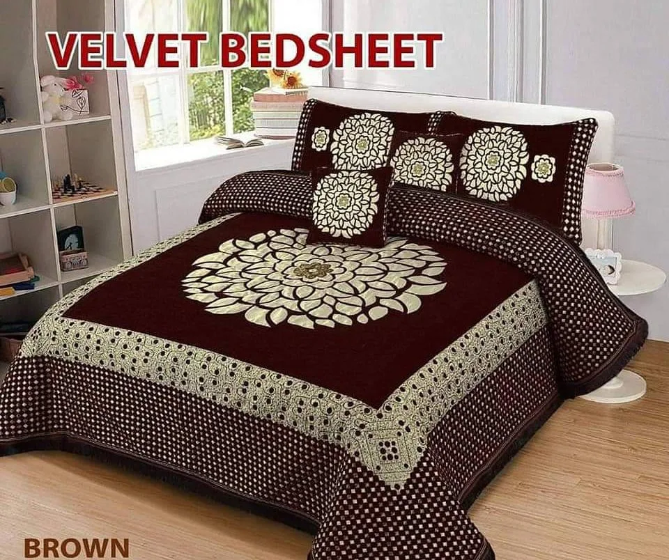 Brown Turkey Style Velvet Bed Sheet