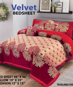 Red Indian Style Velvet Bed Sheet
