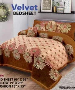 Brown Indian Style Velvet Bed Sheet