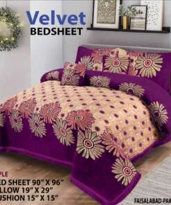 Purple Indian Style Velvet Bed Sheet