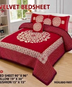 Red Velvet turkey style wedding Bed Sheet