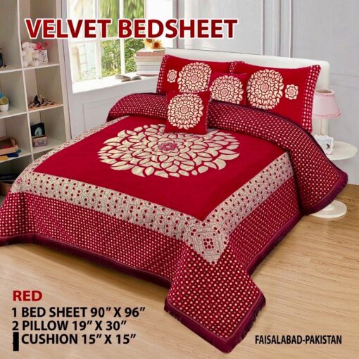 Red Velvet turkey style wedding Bed Sheet