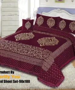 Mehroon Imported Korean Velvet bedsheet