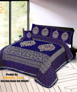 Blue Imported Korean Velvet Bedsheet