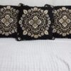 Black colour pack of 5 velvet cushion covers set