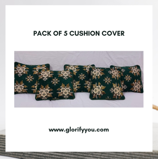 Green 5 pcs velvet cushion set