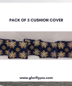 Blue colour pack of 5 velvet cushion covers set