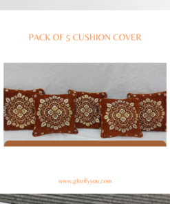 ack of 5 Polish brown Jacquard velvet cushion covers for home décor