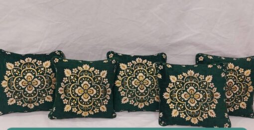 5Pcs Green Velvet Cushion Set-Cushion covers in Pakistan