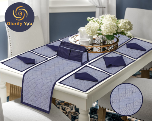 Quilted blue table runner set