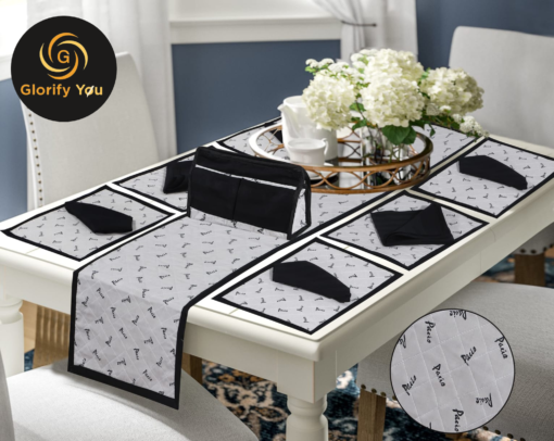 black Table Runner cotton Set (1)